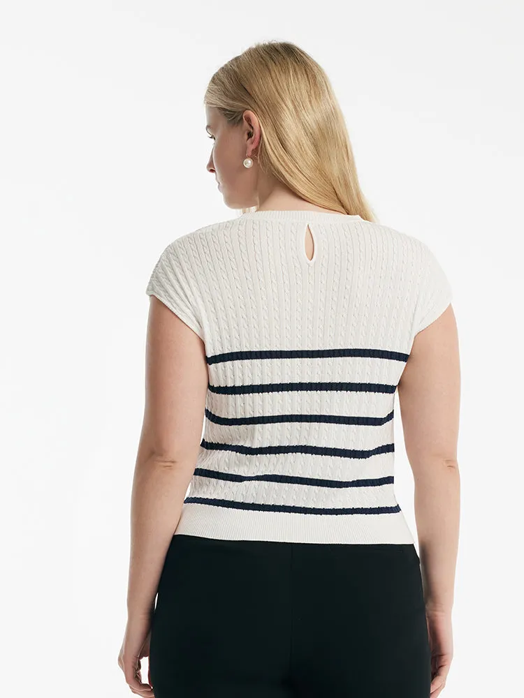 Pull rayé tricoté en acétate pour femme, haut en tricot