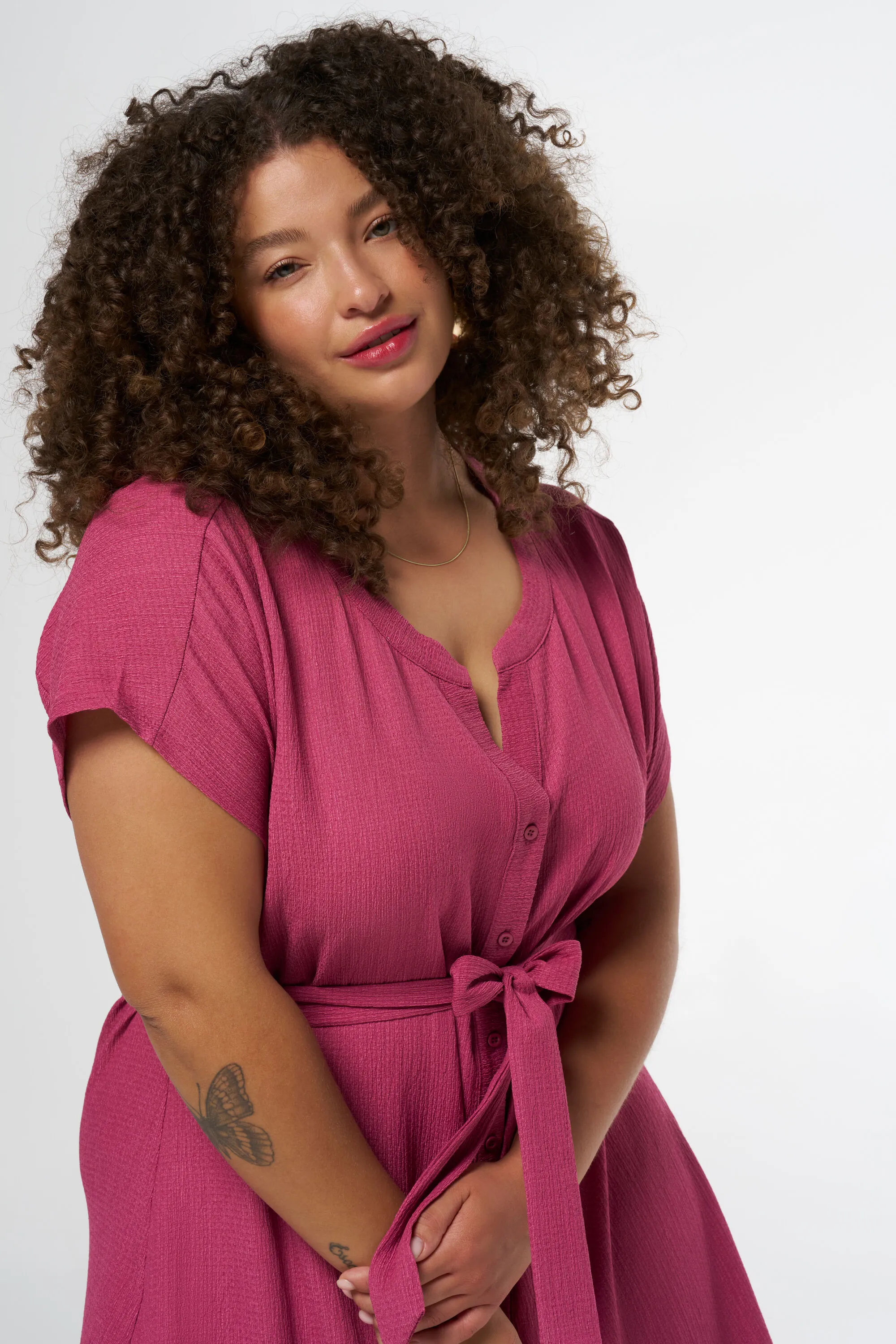 Robe boutonnée texturée
