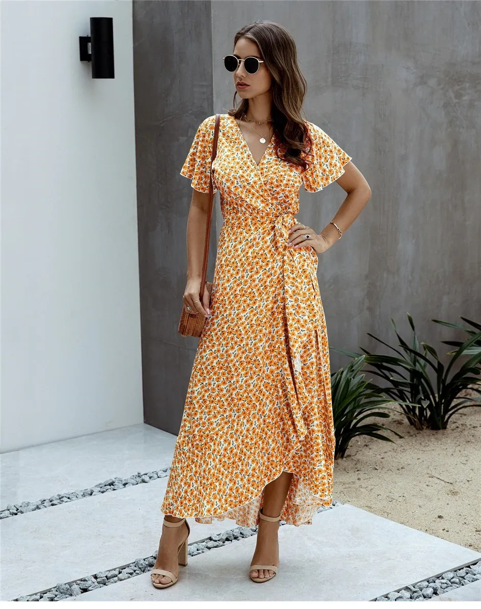 Robe Longue Bohème Florale Fendue