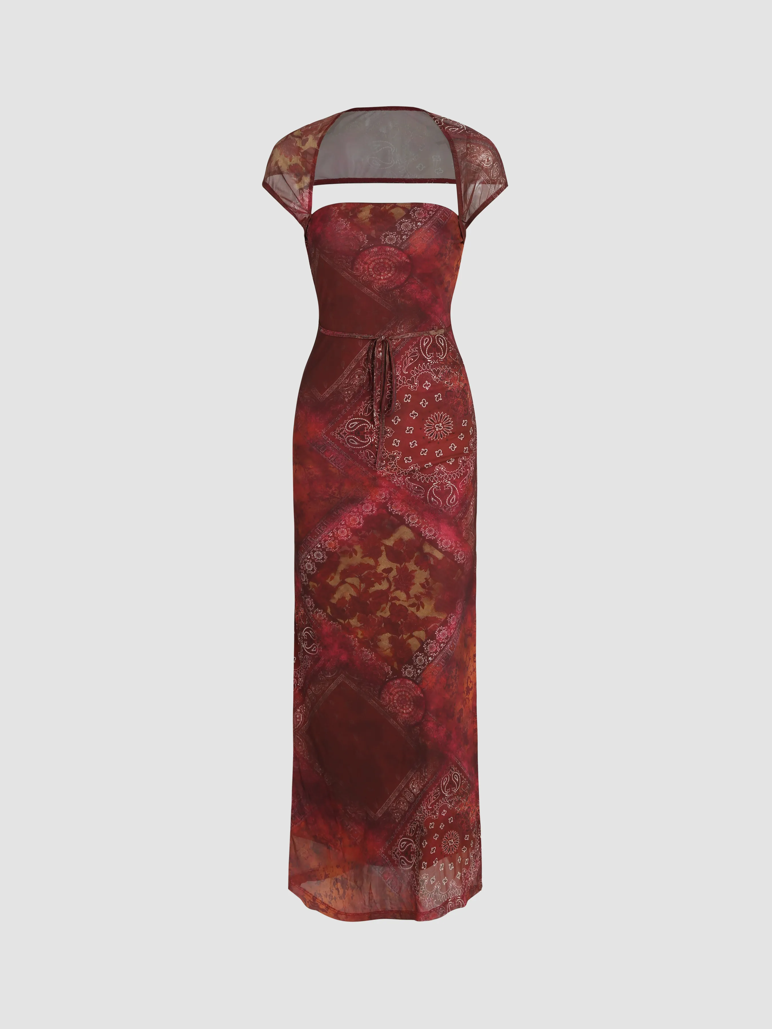  Robe longue en maille à motif paisley