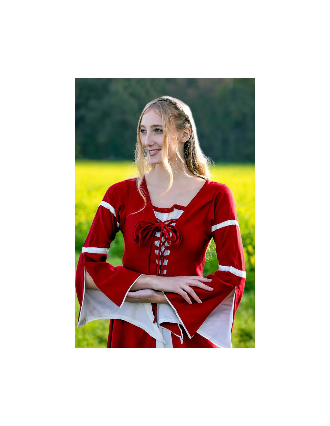Robe médiévale femme Rouge-Crème ⚔️ Boutique Épées