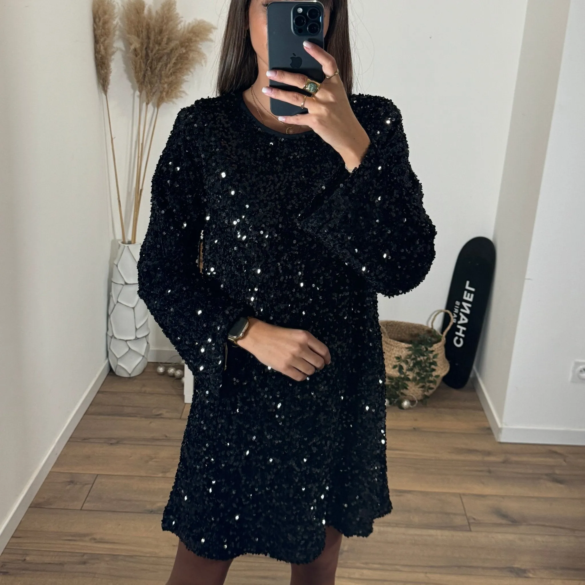 ROBE NOIRE SEQUINS LOUISA