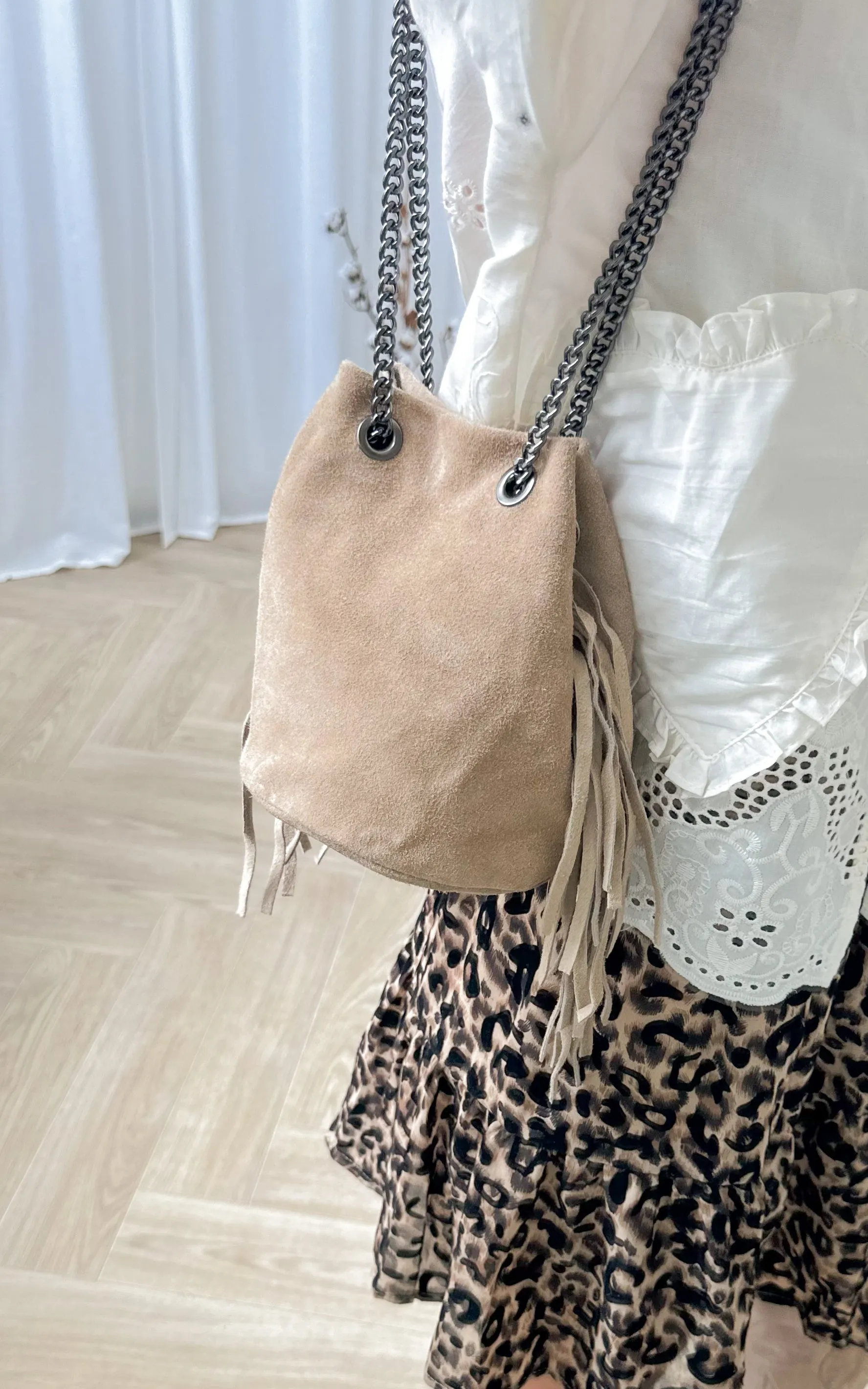 Sac cuir GWEN - beige 