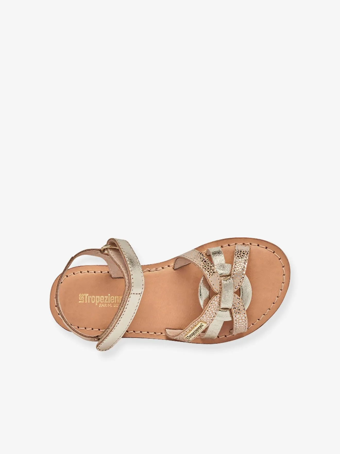 Sandales cuir enfant Badalia LES TROPEZIENNES® PAR M. BELARBI beige doré - Les Tropéziennes