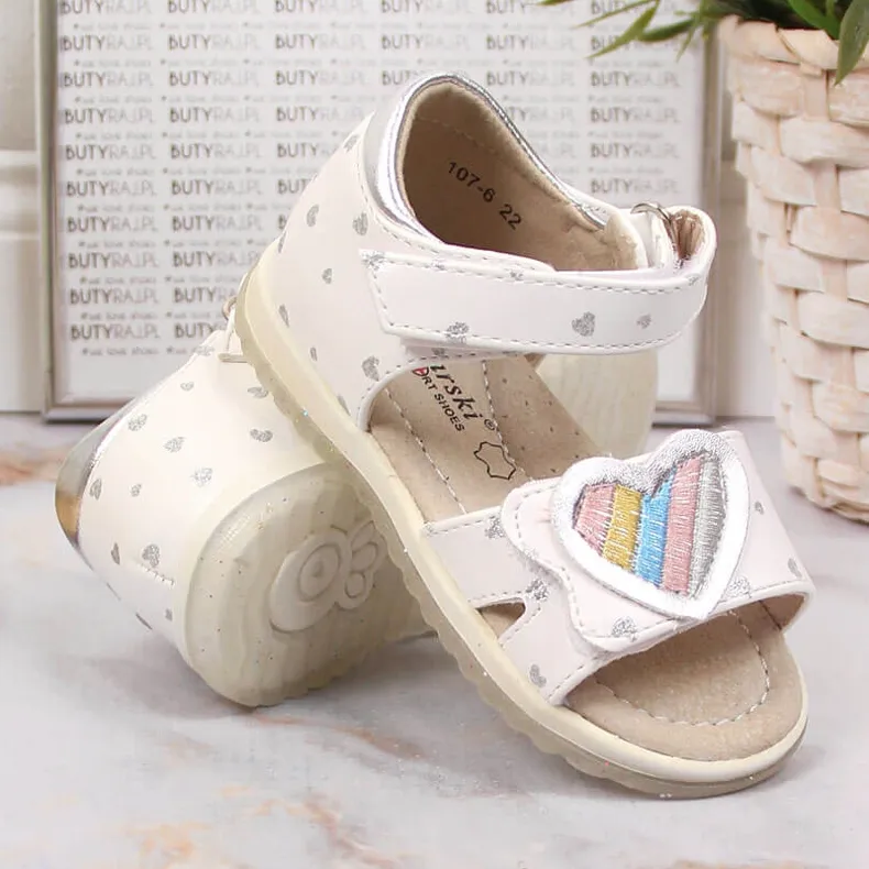 S.Barski Sandales blanches pour filles avec velcro S. Barski
