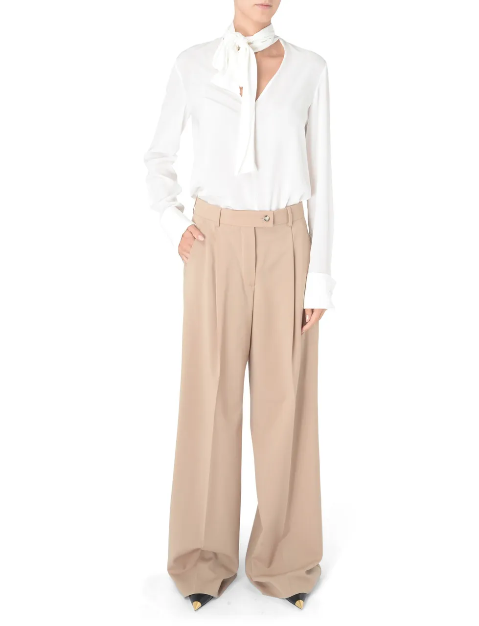 Sportmax Blouse en soie Elleni avec ceinture blanche