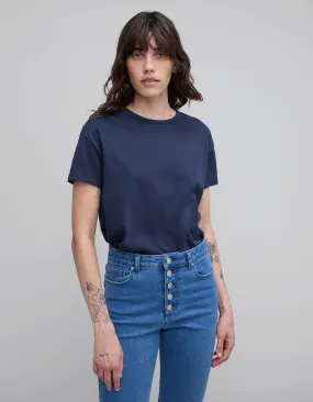 Tee-shirt noué femme bleu marine en coton bio
