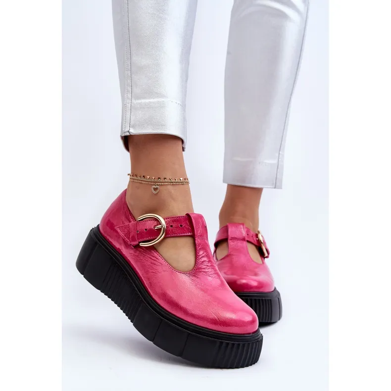 Zazoo 20102 Chaussures vernies à la mode sur une plateforme massive fuchsia rose